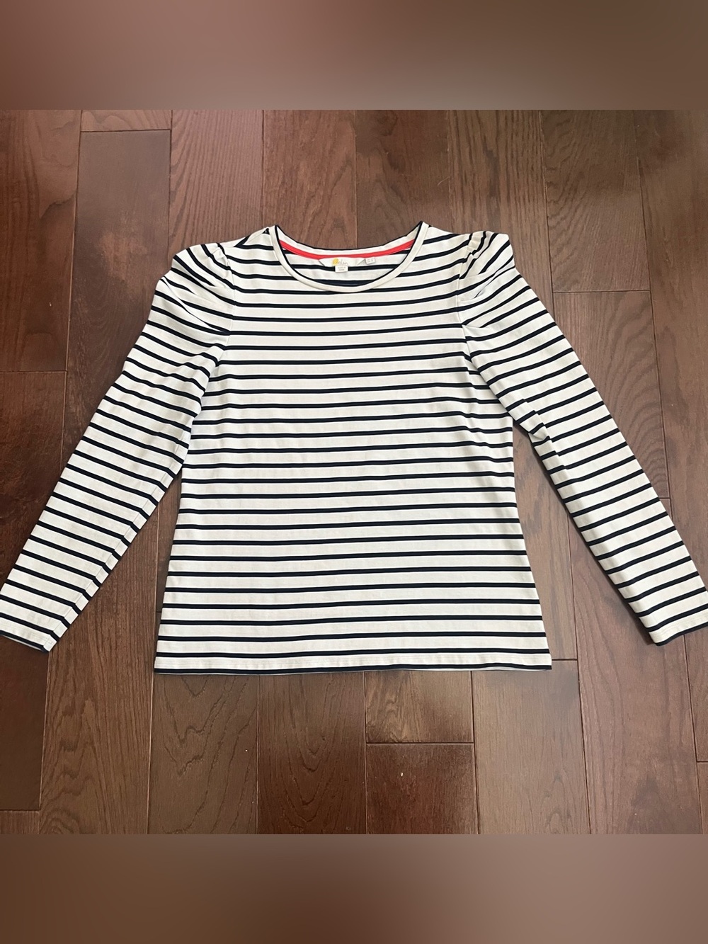 Boden Navy & White Striped Long-Sleeve Crewneck Tee